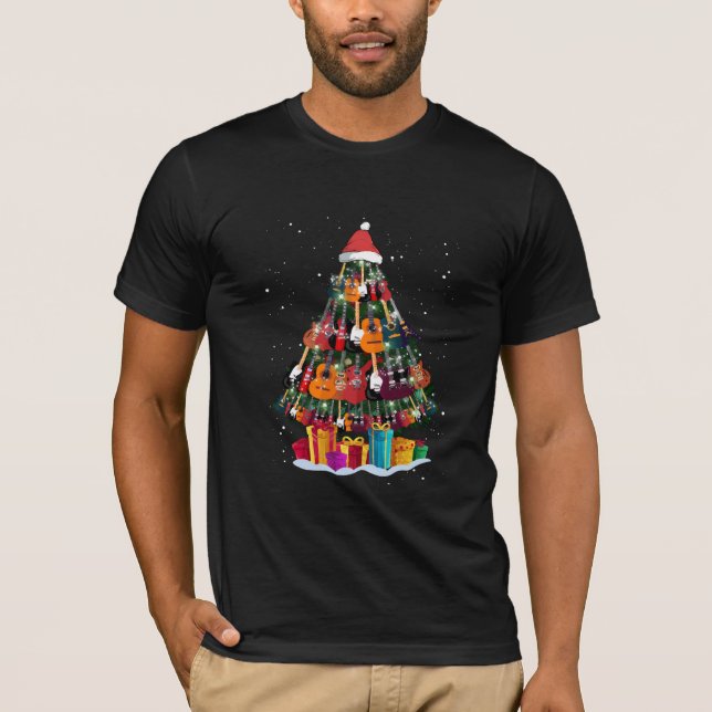Guitar Christmas Tree Funny T-Shirt (Vorderseite)