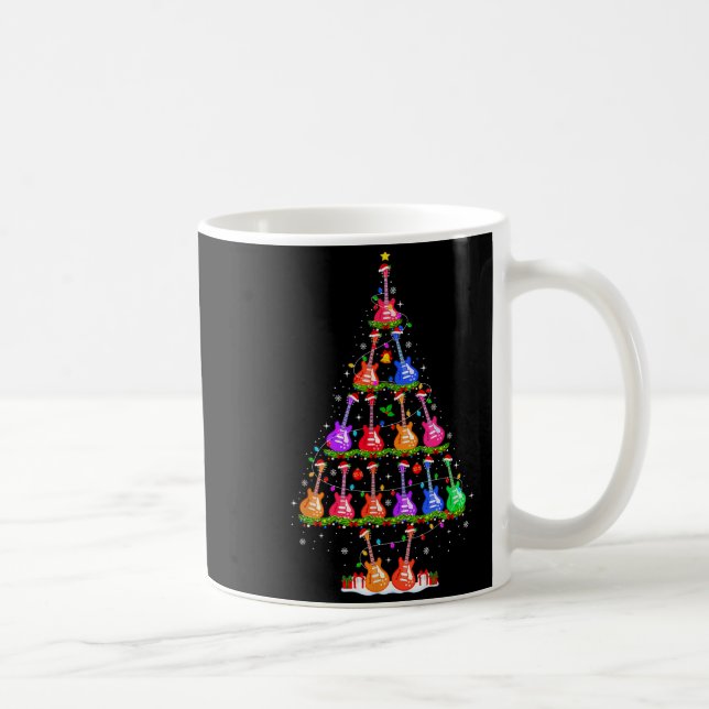 Guitar Christmas Tree Lights Funny Xmas Pajamas Gu Kaffeetasse (Rechts)