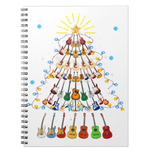 Guitar Christmas Tree Merry Xmas Gitarre Lover Notizblock