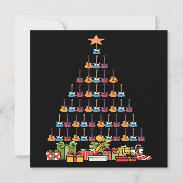 Guitar Christmas Tree Music Lover Merry Xmas Gift Einladung (Vorderseite)