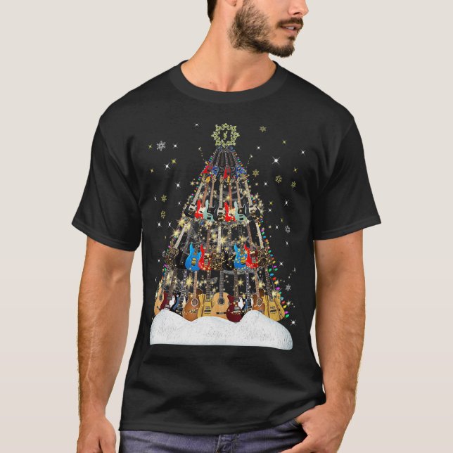Guitar Christmas Tree Musician Xmas Gift Men T-Shirt (Vorderseite)