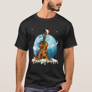 Guitar Christmas Tree Weihnachtsmannmütze Xmas Lig T-Shirt
