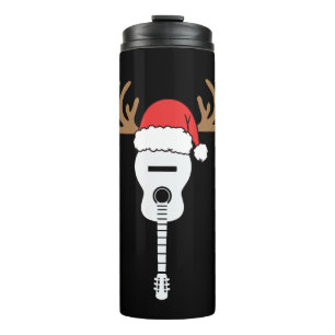 Guitar Christmas Weihnachtsmannmütze Reindeer Thermosbecher