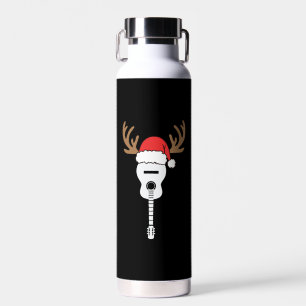 Guitar Christmas Weihnachtsmannmütze Reindeer Trinkflasche
