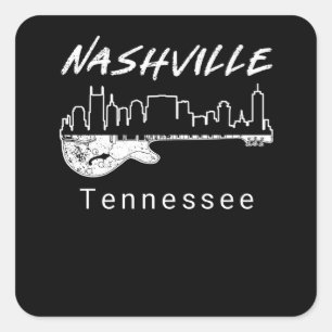 Guitar Country Music Souvenir Geschenk Nashville Quadratischer Aufkleber