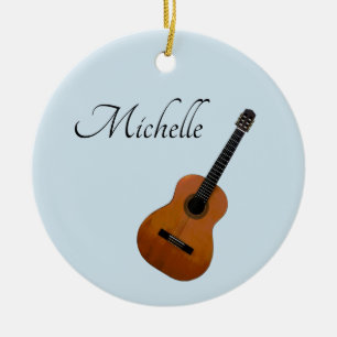 Guitar Custom Blue Christmas Keramik Ornament