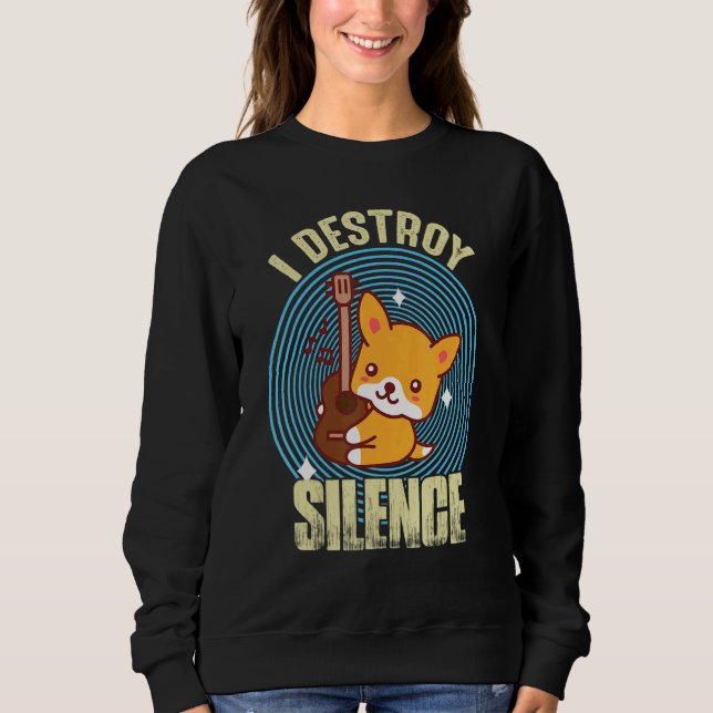 Guitar Destroy Silence Cute Fox Guitarist Rock gui Sweatshirt (Vorderseite)
