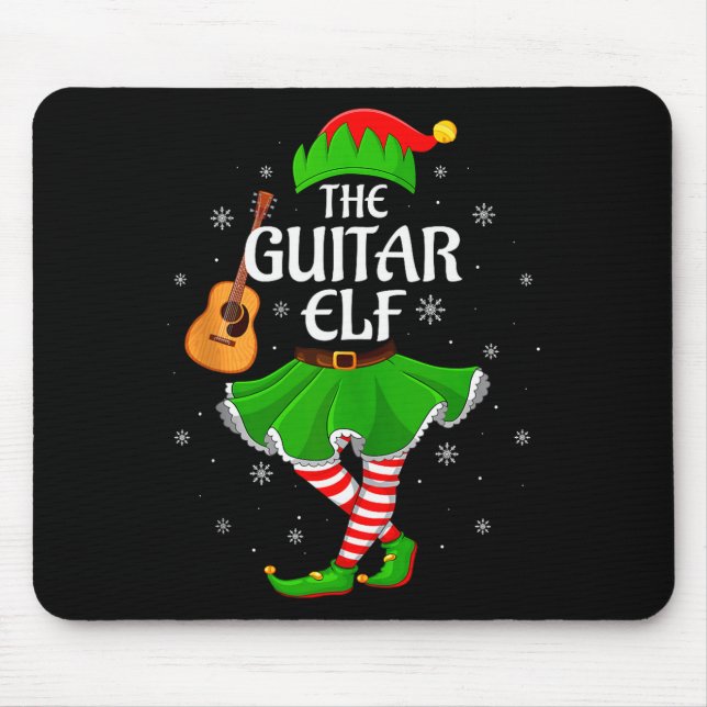 Guitar Elf Christmas Family Girls Women Elf Squad  Mousepad (Vorne)