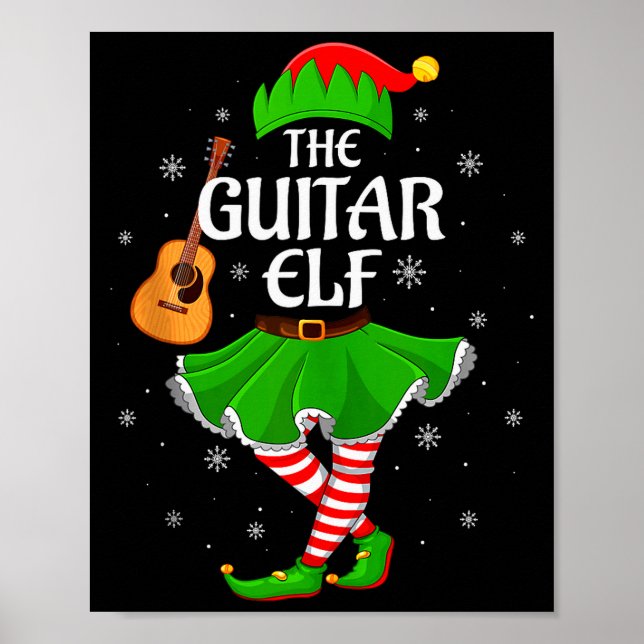 Guitar Elf Christmas Family Girls Women Elf Squad  Poster (Vorne)