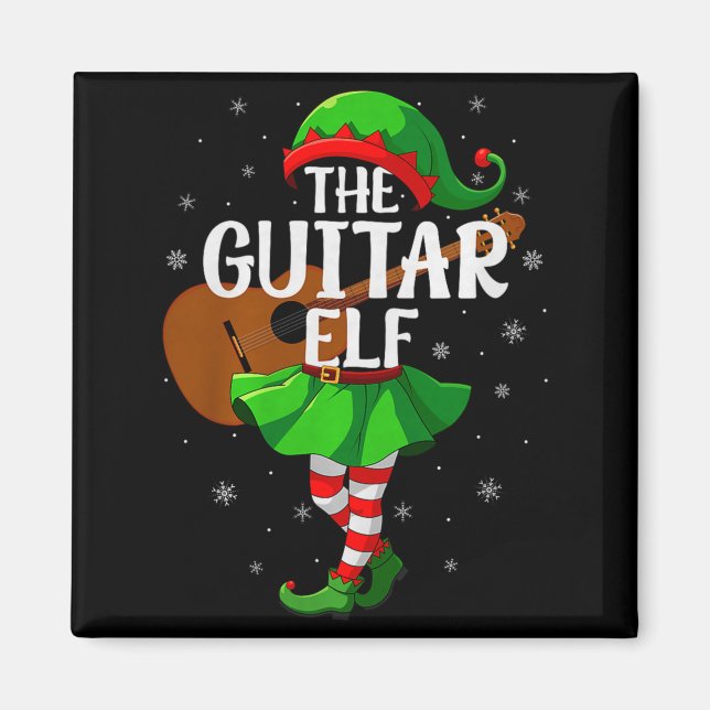 Guitar Elf Christmas Girls Women Elf Squad Xmas Fa Magnet (Vorne)