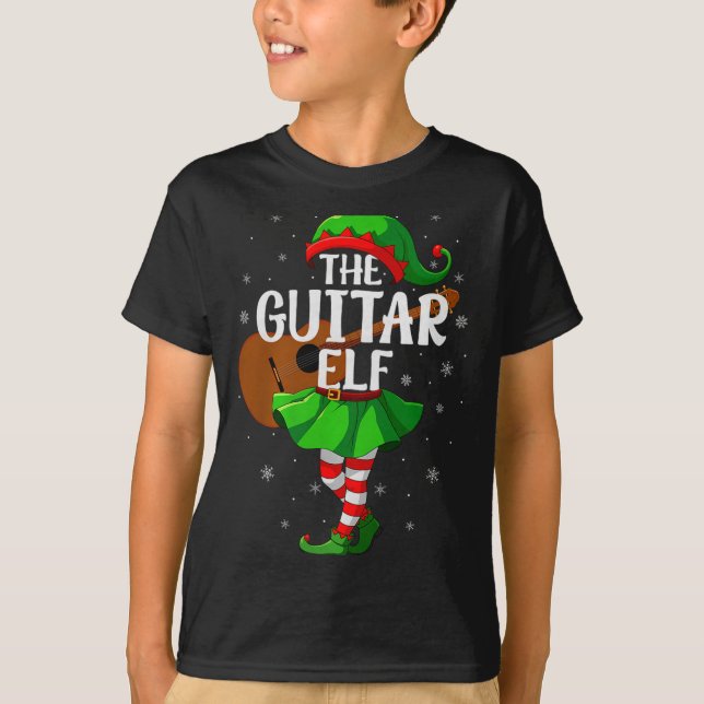 Guitar Elf Christmas Girls Women Elf Squad Xmas Fa T-Shirt (Vorderseite)