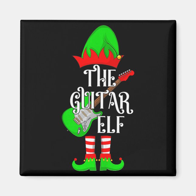 Guitar Elf Christmas Pajamas Matching Family Elf S Magnet (Vorne)
