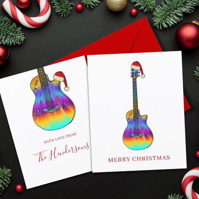 Guitar Frohe Weihnachts Custom Budget (Christmas guitar budget custom holiday greetings card)