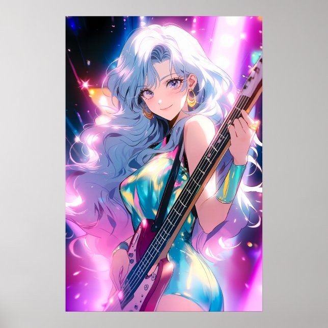 Guitar Girl Art Poster (Vorne)