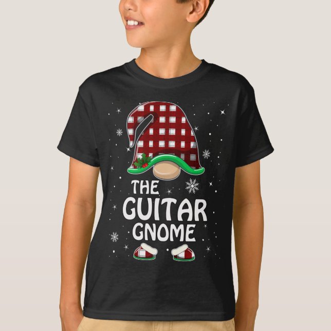 Guitar Gnome Buffalo Kariert Matching Family Group T-Shirt (Vorderseite)