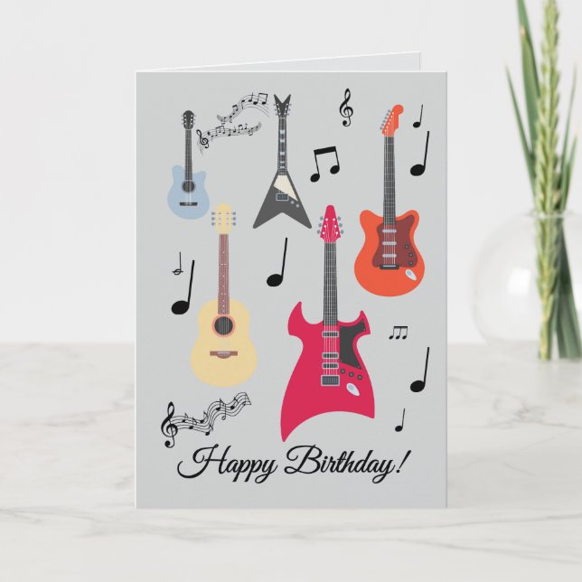 Guitar Happy Birthday Card Feiertagskarte (Vorderseite)