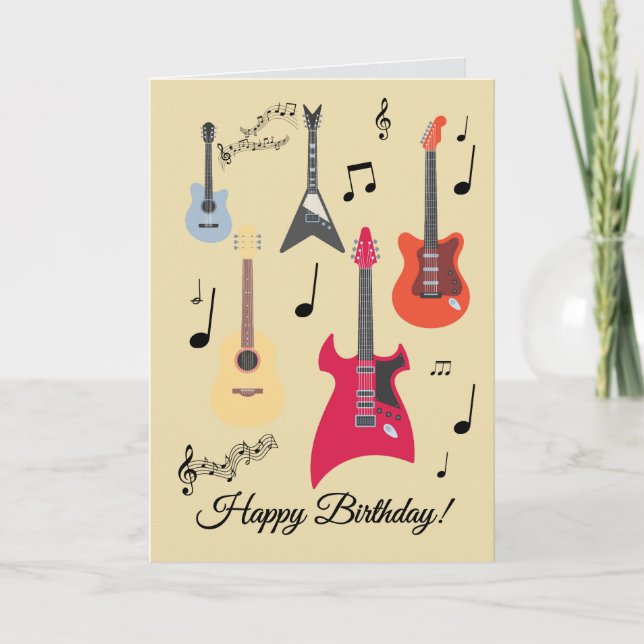 Guitar Happy Birthday Card Feiertagskarte (Vorderseite)
