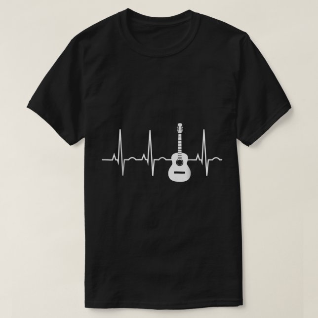 Guitar Heartbeat Line Music Lover Design T-Shirt (Design vorne)