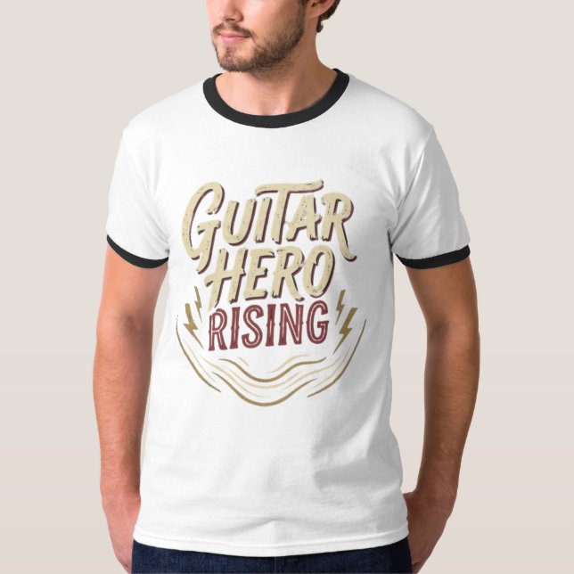 Guitar Hero Rising Vintage Rock Music Graphic Tee (Vorderseite)