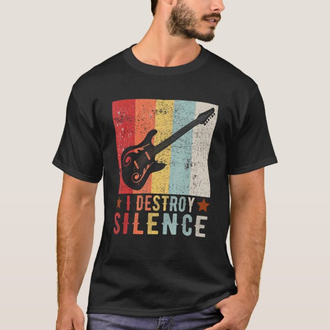 Guitar Instrument I Destroy Silence white 1 T-Shirt (Vorderseite)