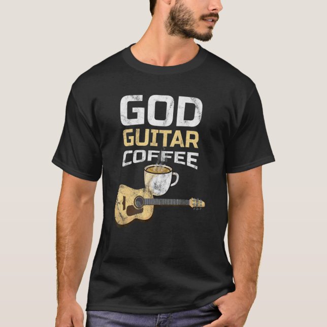 Guitar-Kaffee und Jesus-Gitarrist-Kaffee T-Shirt (Vorderseite)