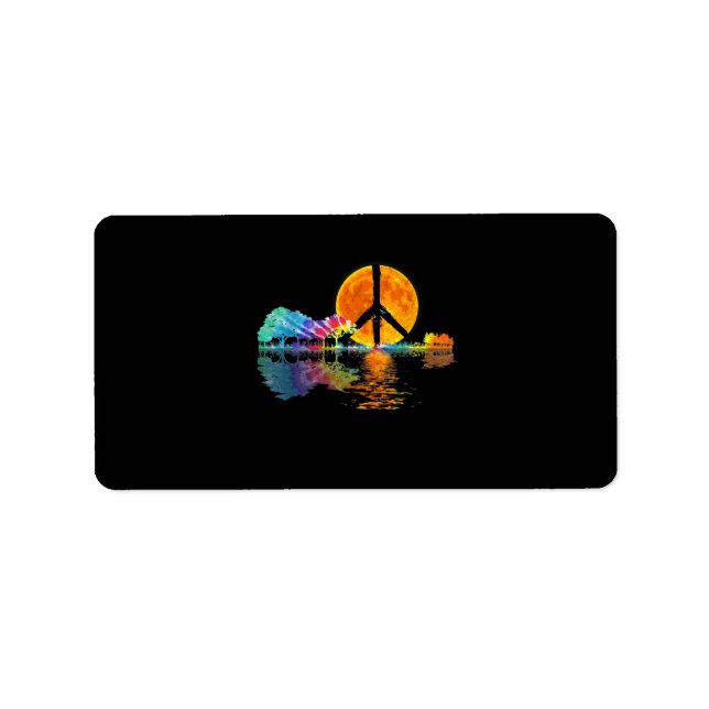 Guitar Lake Shadow Peace Liebe Guitar Hippie Adressaufkleber (Vorne)