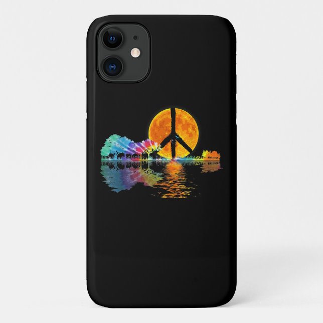 Guitar Lake Shadow Peace Liebe Guitar Hippie Case-Mate iPhone Hülle (Rückseite)