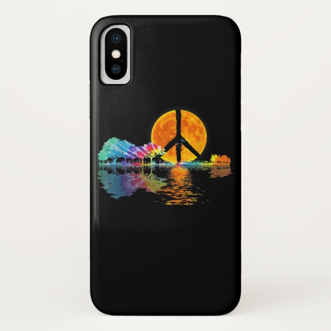 Guitar Lake Shadow Peace Liebe Guitar Hippie Case-Mate iPhone Hülle (Rückseite)
