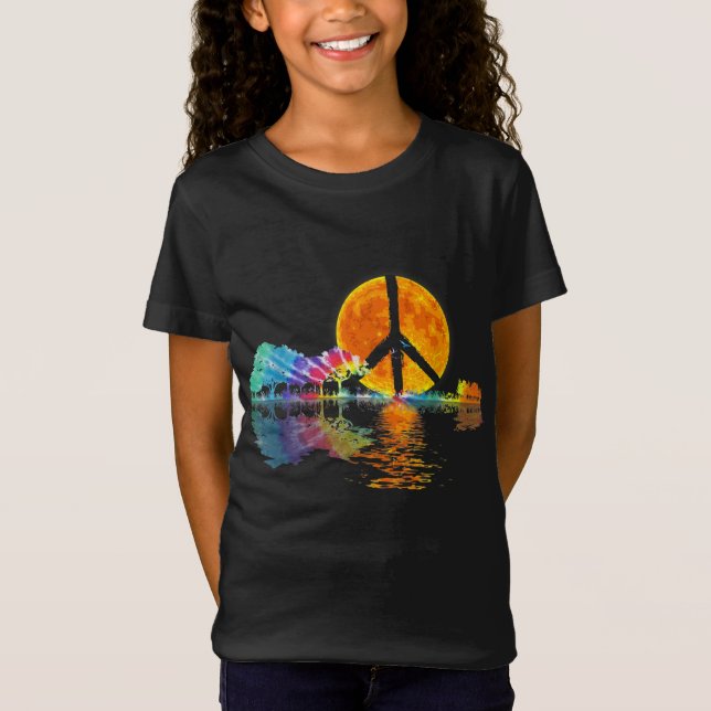 Guitar Lake Shadow Peace Liebe Guitar Hippie T-Shirt (Vorderseite)