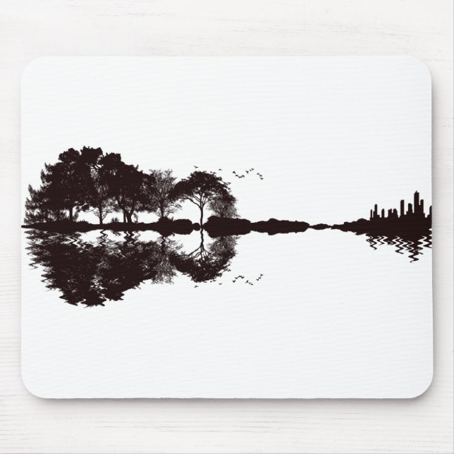 Guitar Landschaft Illustration Mousepad (Vorne)