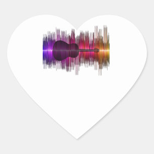 Guitar Lover Akustische Gitarre-Heartbeat-Gesche Herz-Aufkleber