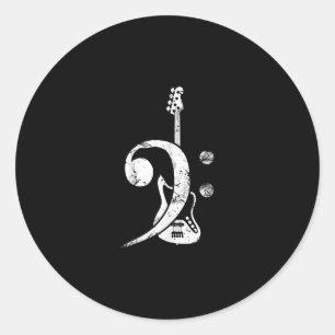 Guitar Lover   Bass Clef Bass Guitar Runder Aufkleber