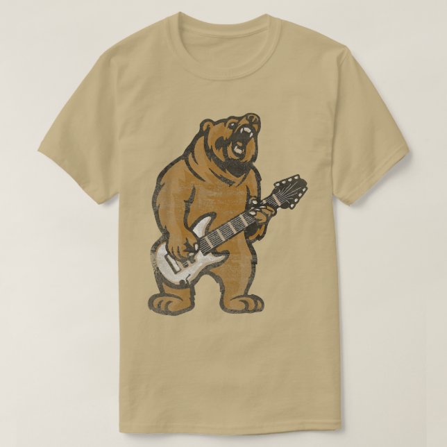 Guitar Lover Bear Playing Bass Guitar Guitarists M T-Shirt (Design vorne)