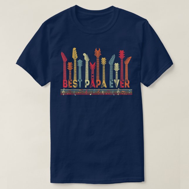 Guitar Lover Best Papa Ever Retro Music Fathers Da T-Shirt (Design vorne)