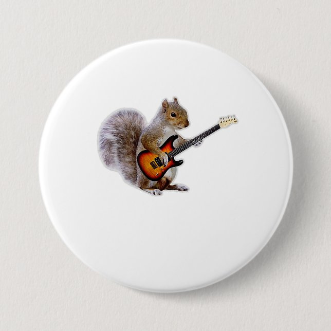 Guitar Lover | Eichhörnchen Gitarre spielen Button (Vorderseite)