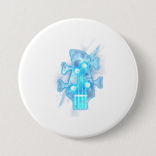 Guitar Lover Head Of A Bass Guitar Player Button (Vorderseite)
