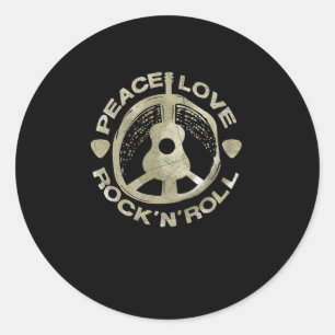Guitar Lover   Peace Liebe Rock'N'Roll Runder Aufkleber