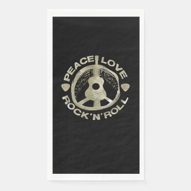 Guitar Lover | Peace Liebe Rock'N'Roll Serviette (Vorderseite)