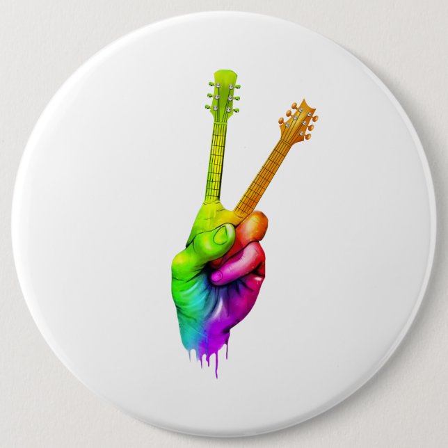 Guitar Lover | Say Hi Guitar Hands Geschenk Button (Vorderseite)