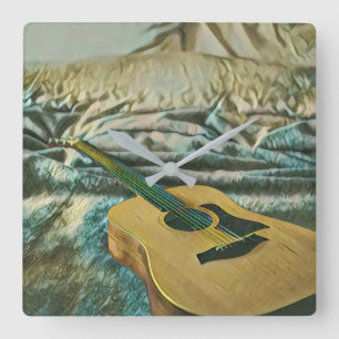 Guitar lovers gifts quadratische wanduhr