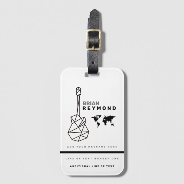 Guitar LuggageTag Musician Travel Gepäckanhänger (Vorderseite Vertikal)