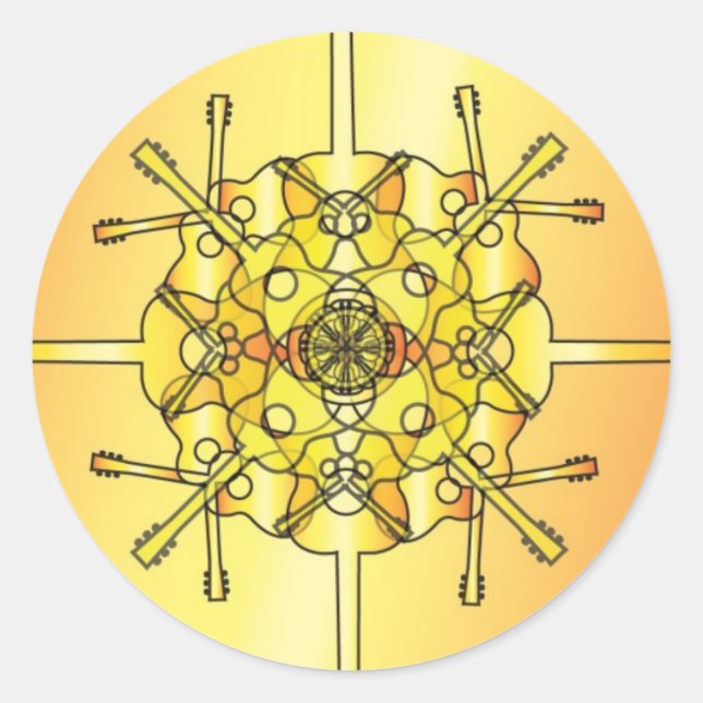 Guitar Mandala Runder Aufkleber (Vorderseite)