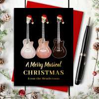 Guitar Merry Musical Weihnachten Schwarz und Gold