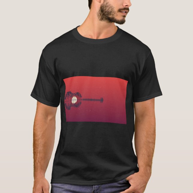 Guitar Moon Vibes Ästhetisches T-Shirt (Vorderseite)