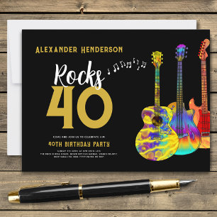 Guitar Music 40. Geburtstagsfeier Einladungspostkarte