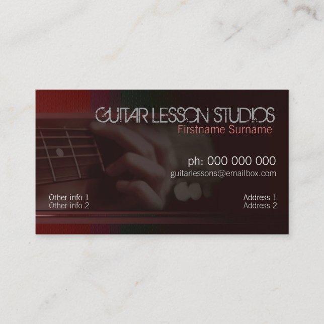 GUITAR Music Lessons Business Card Visitenkarte (Vorderseite)