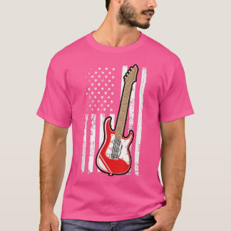 Guitar Music Lover Guitar American Flag T-Shirt