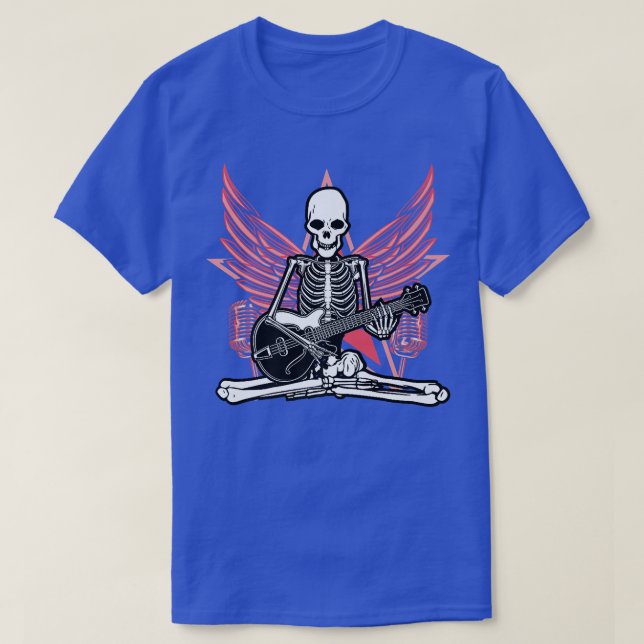 Guitar Music Lover Skeleton Wings Angel Guitar Roc T-Shirt (Design vorne)