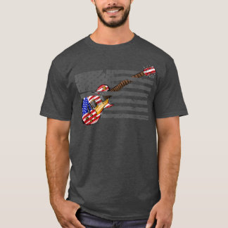 Guitar Musician Music Lover Patriotic Usa Flag Gui T-Shirt