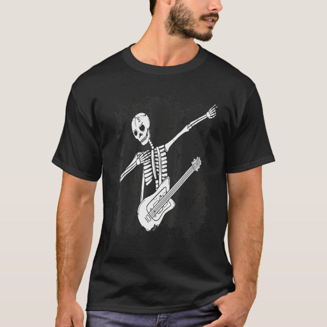 Guitar Neck With A Sweet Rock On Skeleton Hand Roc T-Shirt (Vorderseite)
